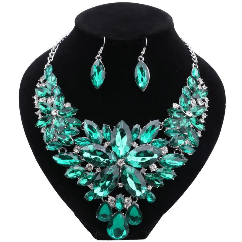 CYNTHIA Pink Flowers Bridal Wedding Party Jewelry Sets