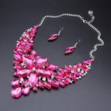 CYNTHIA Pink Flowers Bridal Wedding Party Jewelry Sets