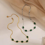 Bohemian Green Crystal Zircon Choker Necklace