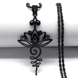 Lotus Flower Pendant Necklace Stainless Steel Yoga Chakra Necklaces