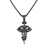 Lotus Flower Pendant Necklace Stainless Steel Yoga Chakra Necklaces