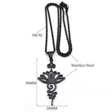 Lotus Flower Pendant Necklace Stainless Steel Yoga Chakra Necklaces