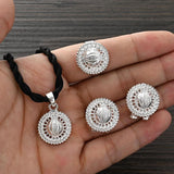 Ethiopian Silver Eye Jewelry Set Necklace Earrings Ring