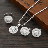 Ethiopian Silver Eye Jewelry Set Necklace Earrings Ring