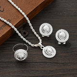 Ethiopian Silver Eye Jewelry Set Necklace Earrings Ring