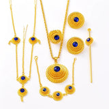 Ethiopian Stone Bridal Jewelry Set Necklace Earrings Ring Hairpin