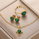 Stainless Steel Natural Stone Jewelry Set for Women