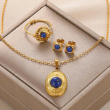 Stainless Steel Natural Stone Jewelry Set for Women