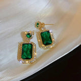 Quadrate Rhinestone Necklace Earrings Ring Jewelry Set