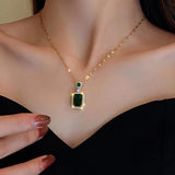 Quadrate Rhinestone Necklace Earrings Ring Jewelry Set