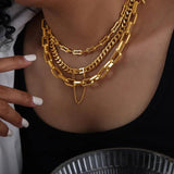 Geometric Chain Necklace Bracelet Set 316L Stainless Steel Non-fading