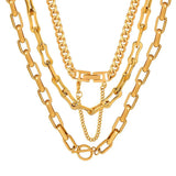 Geometric Chain Necklace Bracelet Set 316L Stainless Steel Non-fading