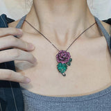 Vintage Gothic Paraiba Tourmaline Pendant Necklace & Earrings Set