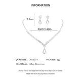 Rhinestone Necklace Earrings Set Geometric Water Drop Jewelry