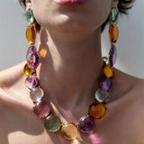 Colorful Resin Choker Necklace Earrings Set