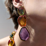 Colorful Resin Choker Necklace Earrings Set