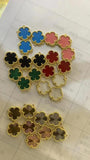 Clover Natural Stone Flower Necklace Earrings Set