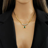 316L Stainless Steel Green Crystal Zircon Jewelry Set