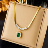 316L Stainless Steel Green Crystal Zircon Jewelry Set