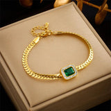 316L Stainless Steel Green Crystal Zircon Jewelry Set