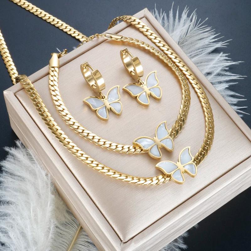 Stainless Steel Butterfly Jewelry Set for Women