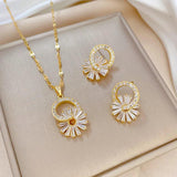 Flower Zircon Jewelry Set for Women Anniversary Accessories