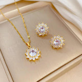 Flower Zircon Jewelry Set for Women Anniversary Accessories