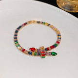 Colorful CZ Jewellery Set - Necklace Bracelet Earring