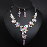 Crystal Flower Necklace Earring Set