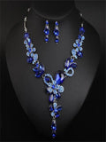 Crystal Flower Necklace Earring Set