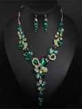 Crystal Flower Necklace Earring Set