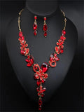 Crystal Flower Necklace Earring Set