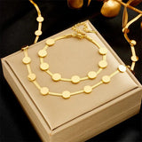 316L Stainless Steel Choker Necklace Bracelets Set for Women Girl
