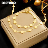 316L Stainless Steel Choker Necklace Bracelets Set for Women Girl