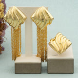 Dubai Earrings and Ring Set African Ethiopian Jewelry Set for Women Bride Tassel