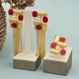 Dubai Earrings and Ring Set African Ethiopian Jewelry Set for Women Bride Tassel