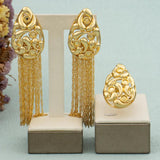 Dubai Earrings and Ring Set African Ethiopian Jewelry Set for Women Bride Tassel