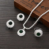 African Women Pendant Chain Earring Resizable Rings Jewelry Set