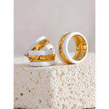 Enamel Stainless Steel C Shape Round Earrings