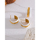 Enamel Stainless Steel C Shape Round Earrings