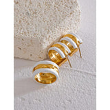 Enamel Stainless Steel C Shape Round Earrings