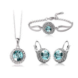 4PCS Crystal Jewelry Set Rings Necklace Earrings Bracelet High Performance