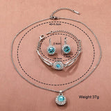 4PCS Crystal Jewelry Set Rings Necklace Earrings Bracelet High Performance