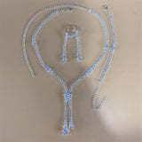 Silver Crystal Tassel Jewelry Set for Women