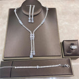 Silver Crystal Tassel Jewelry Set for Women