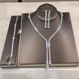 Silver Crystal Tassel Jewelry Set for Women