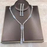 Silver Crystal Tassel Jewelry Set for Women