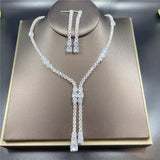 Silver Crystal Tassel Jewelry Set for Women