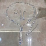 Silver Crystal Tassel Jewelry Set for Women