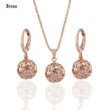 Rose Jewelry Set with Cubic Zircon for Women Bridal Wedding